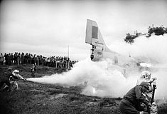 Feuerwehrübung mit Saab Flieger